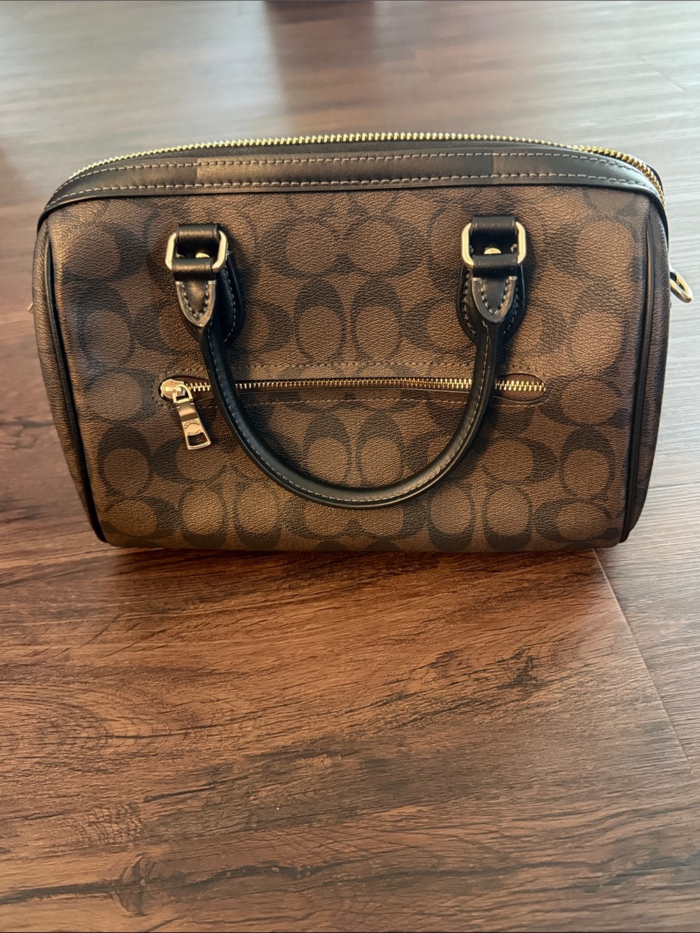 Coach Brown and Black Signature Rowen Satchel - Picture 2 of 5